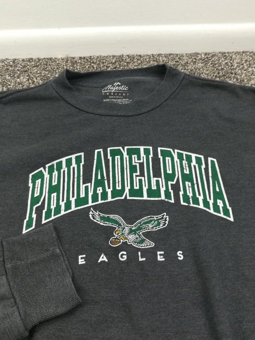 Philadelphia Eagles Sweatshirt Majestic Vintage Logo Tri Blend Mens Large